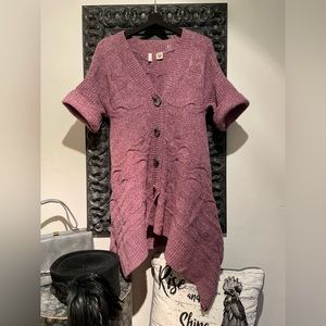 Moth asymmetrical Fuschia Cardigan Anthropologie Size XS